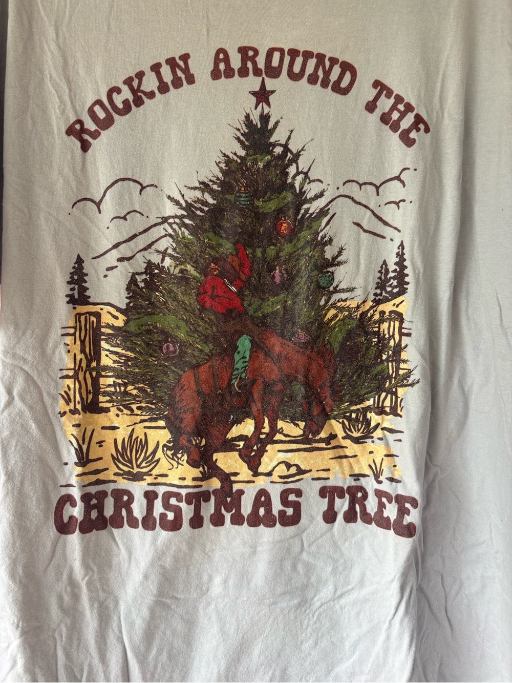 Port and Company White 'Rockin Around the Christmas Tree' Graphic Tee